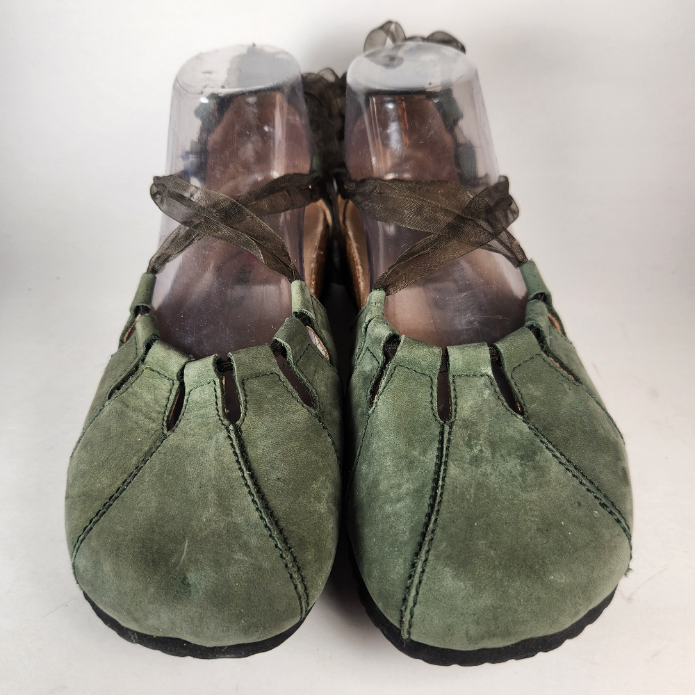 HAFLINGER Women's Eva Sandal Size 7 EU 38 Green Suede German Lace Up Shoes - Picture 3 of 10